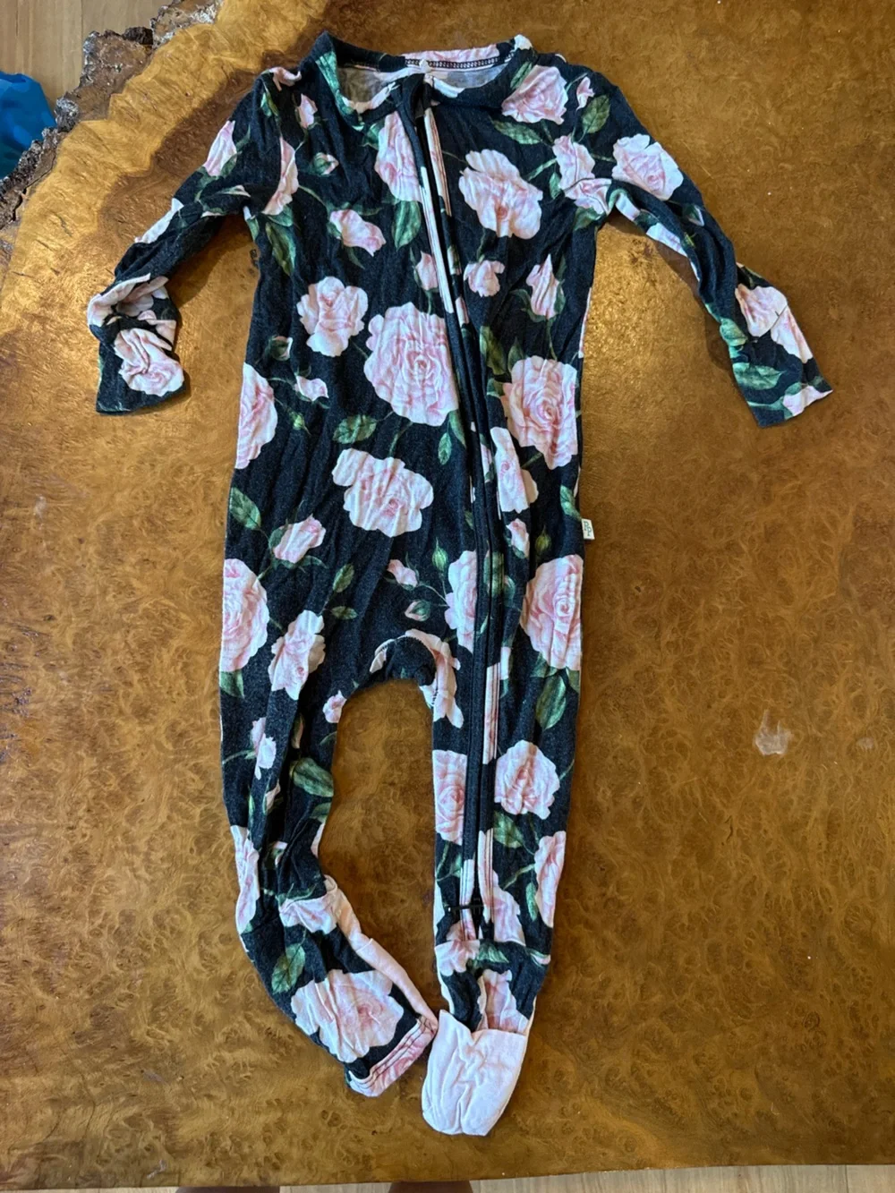 Posh Peanut Rose Floral Convertible Bamboo Footie Pajamas | 6–9 Months